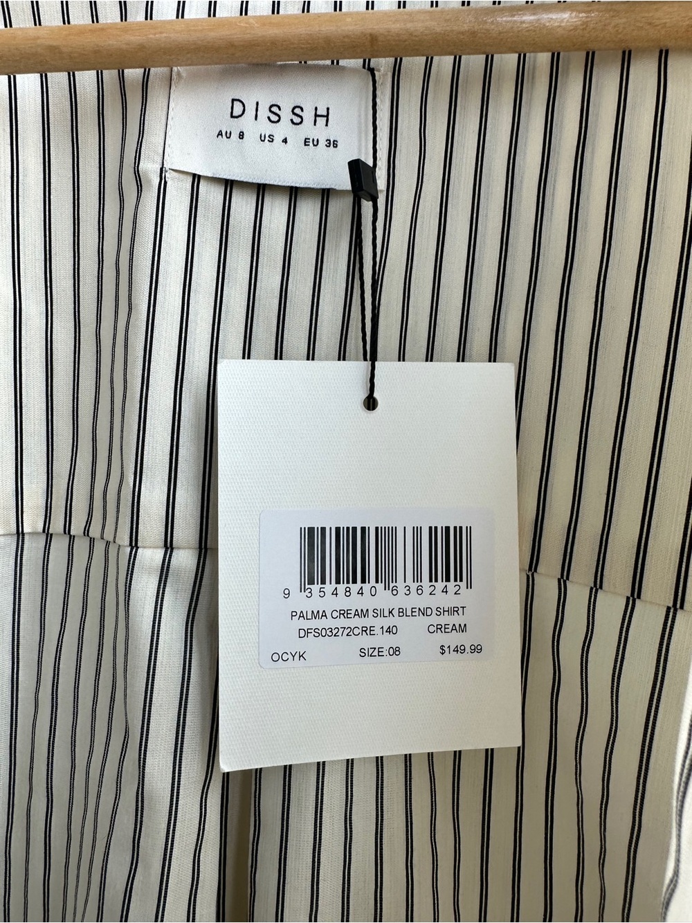 DISSH Palma Cream Oversized Button-Up Shirt with Black Pinstripes - Picture 11 of 11